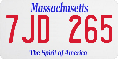 MA license plate 7JD265