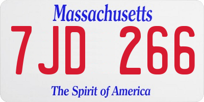 MA license plate 7JD266