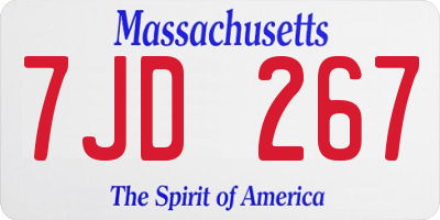 MA license plate 7JD267