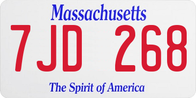 MA license plate 7JD268
