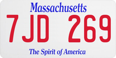 MA license plate 7JD269