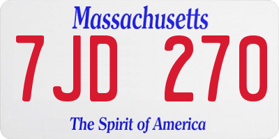 MA license plate 7JD270