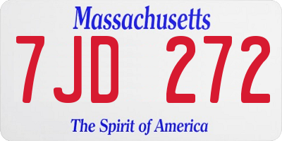 MA license plate 7JD272