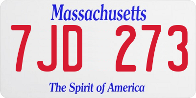 MA license plate 7JD273