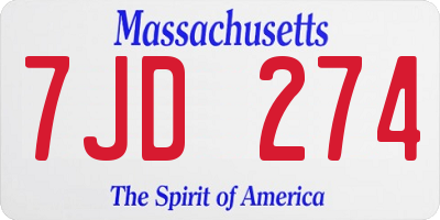 MA license plate 7JD274