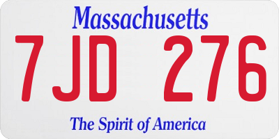 MA license plate 7JD276