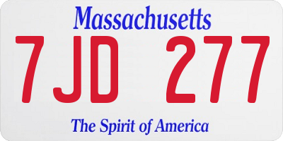 MA license plate 7JD277