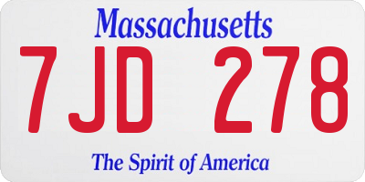MA license plate 7JD278