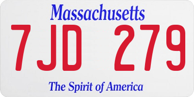 MA license plate 7JD279
