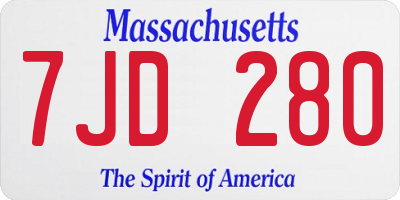 MA license plate 7JD280