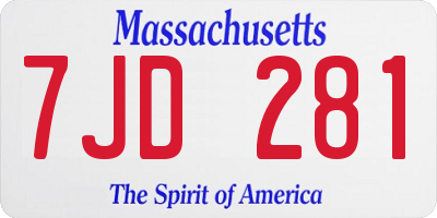 MA license plate 7JD281