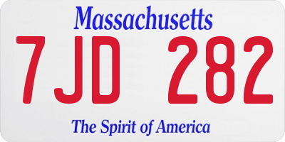 MA license plate 7JD282