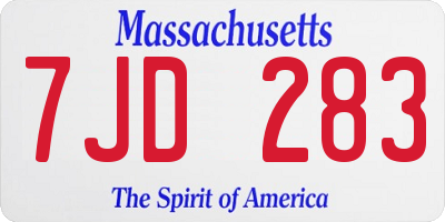 MA license plate 7JD283