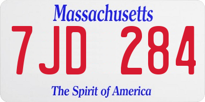 MA license plate 7JD284