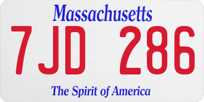 MA license plate 7JD286