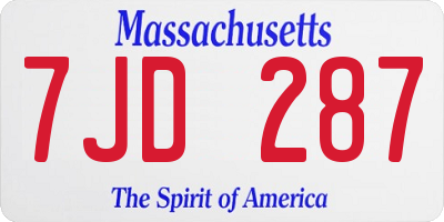MA license plate 7JD287