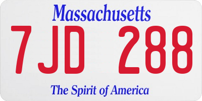 MA license plate 7JD288