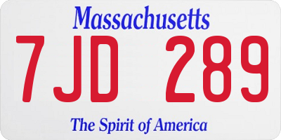 MA license plate 7JD289