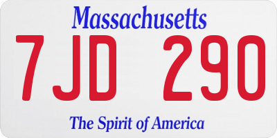 MA license plate 7JD290