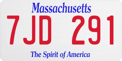 MA license plate 7JD291