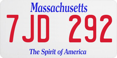 MA license plate 7JD292
