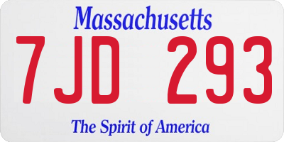 MA license plate 7JD293
