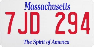 MA license plate 7JD294