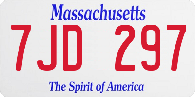 MA license plate 7JD297