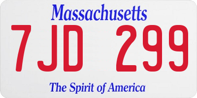 MA license plate 7JD299