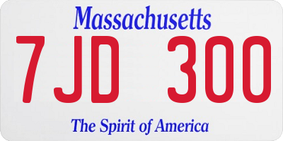 MA license plate 7JD300