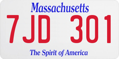 MA license plate 7JD301