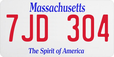 MA license plate 7JD304