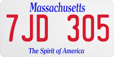 MA license plate 7JD305