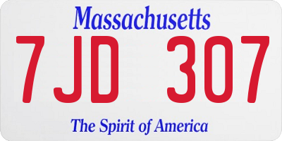MA license plate 7JD307