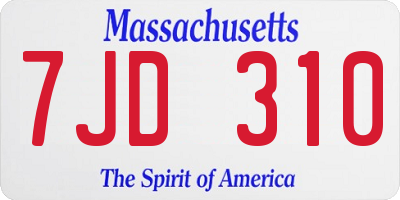 MA license plate 7JD310