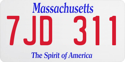MA license plate 7JD311