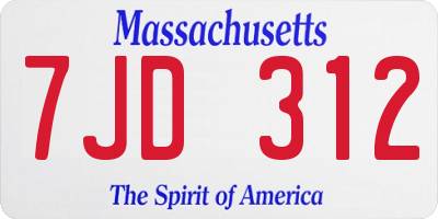 MA license plate 7JD312