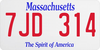 MA license plate 7JD314