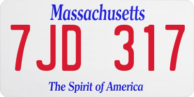 MA license plate 7JD317