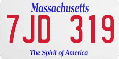 MA license plate 7JD319