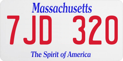 MA license plate 7JD320
