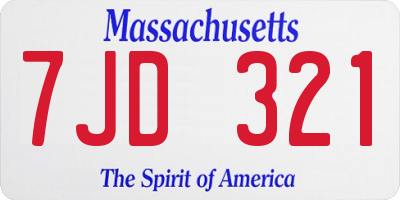 MA license plate 7JD321
