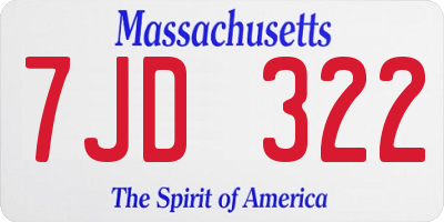 MA license plate 7JD322