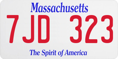 MA license plate 7JD323