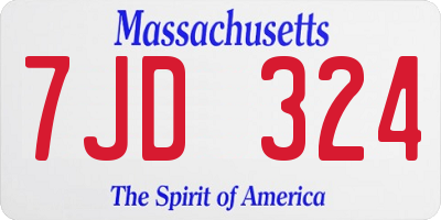 MA license plate 7JD324