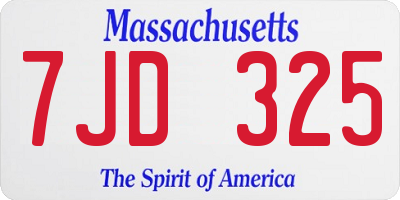 MA license plate 7JD325