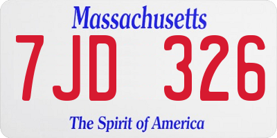 MA license plate 7JD326