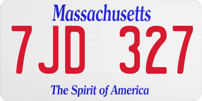 MA license plate 7JD327