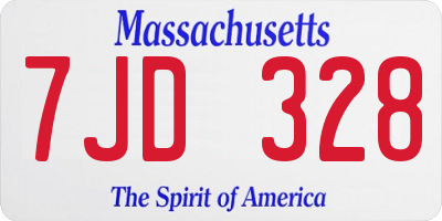 MA license plate 7JD328