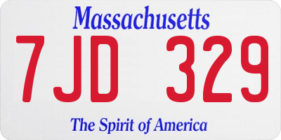MA license plate 7JD329